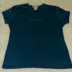 EUC Michael Kors Deep Blue Crew Tee Short Sleeve Embellished MK Branding Size L
